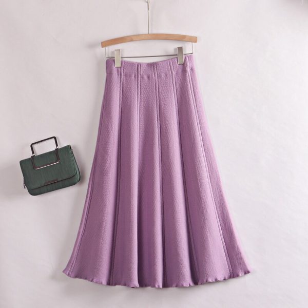 Autumn Winter Women Knitted Pleated Skirts Elegant Thick Warm A Line Skirts CHIC Long Maxi Midi Sweater Skirts - Image 8