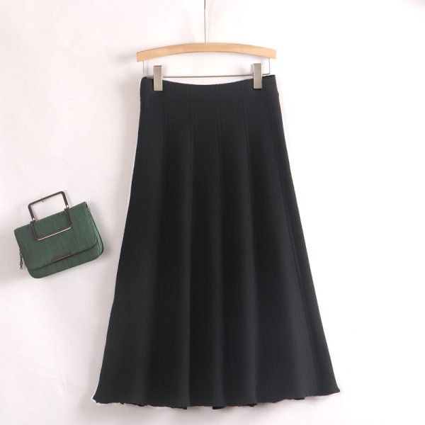 Autumn Winter Women Knitted Pleated Skirts Elegant Thick Warm A Line Skirts CHIC Long Maxi Midi Sweater Skirts - Image 12