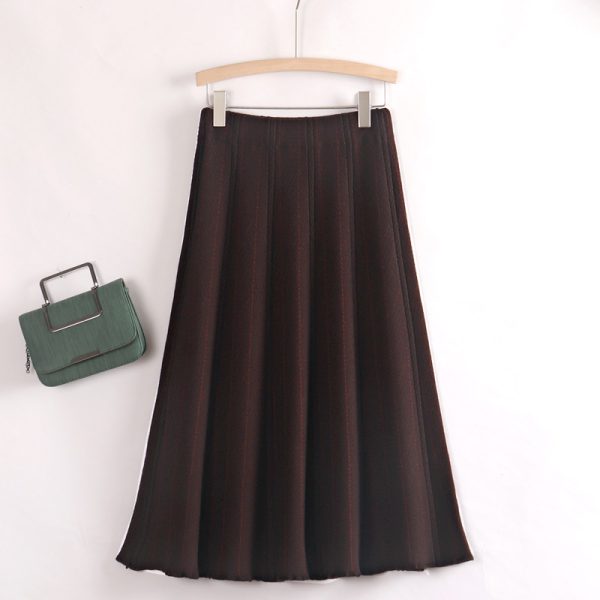 Autumn Winter Women Knitted Pleated Skirts Elegant Thick Warm A Line Skirts CHIC Long Maxi Midi Sweater Skirts - Image 11